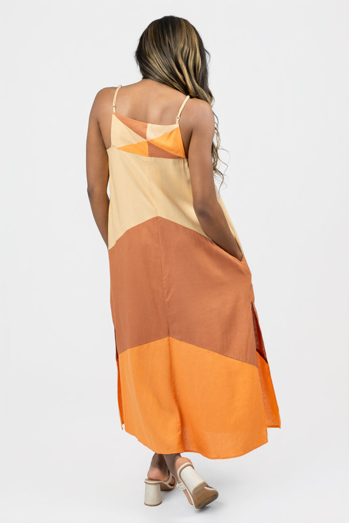 Beige Multi Midi Dress