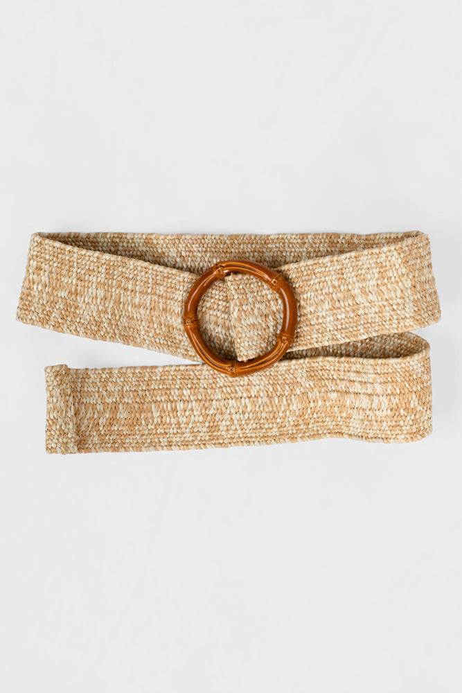 Beige Multi Wide Braided Belt