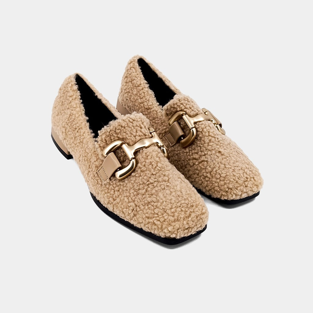 Beige Sherpa Therese Loafers