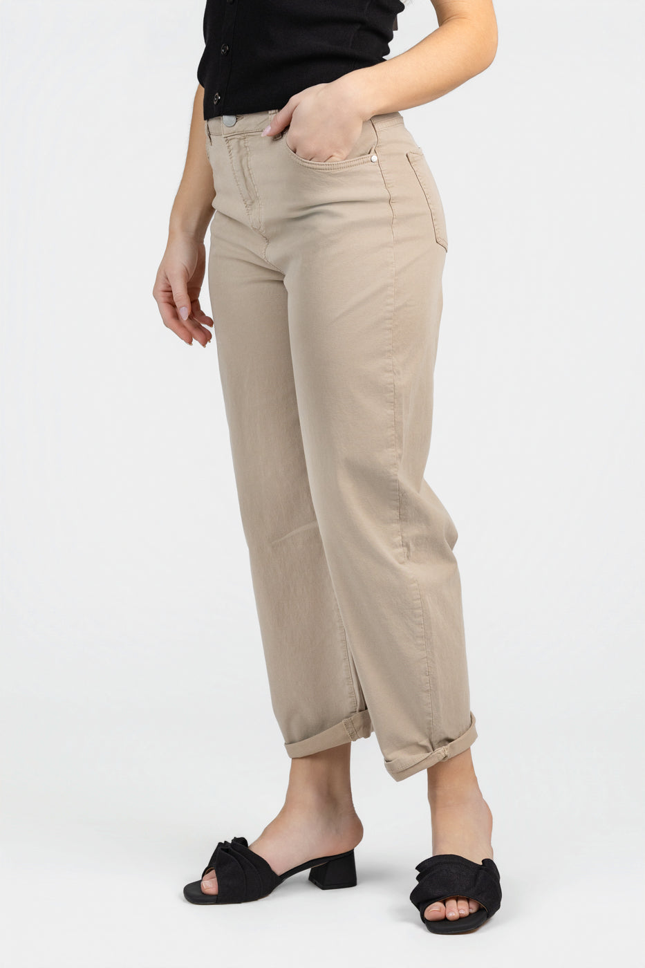 Beige Twill Iza Barrel Pant