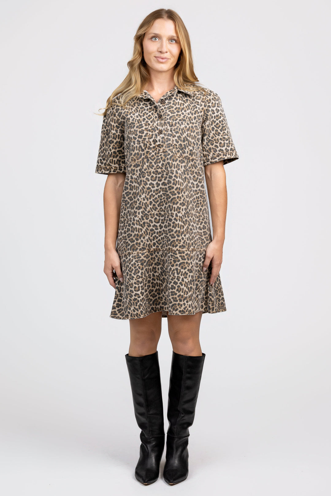 Beige Animal Print Camelia Dress