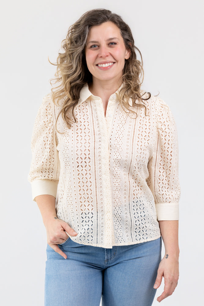Beige Eyelet Cate Blouse
