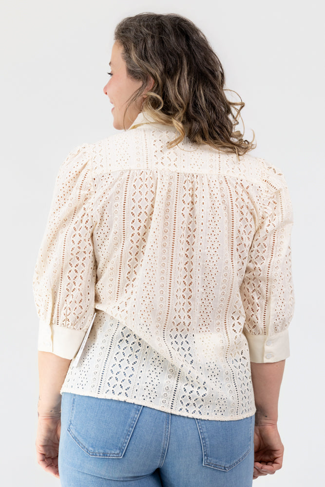 Beige Eyelet Cate Blouse