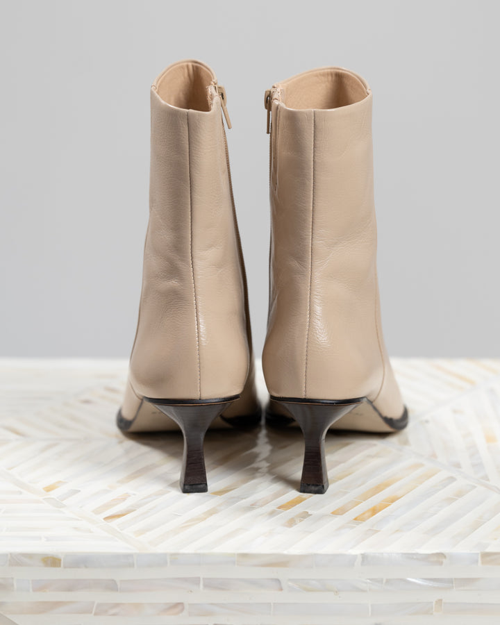 Beige Leather Gabbie Ankle Boot