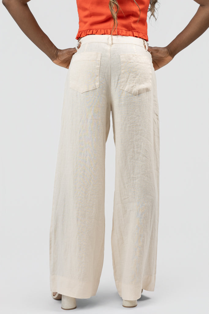 Birch Linen Wide Leg Marine Pant