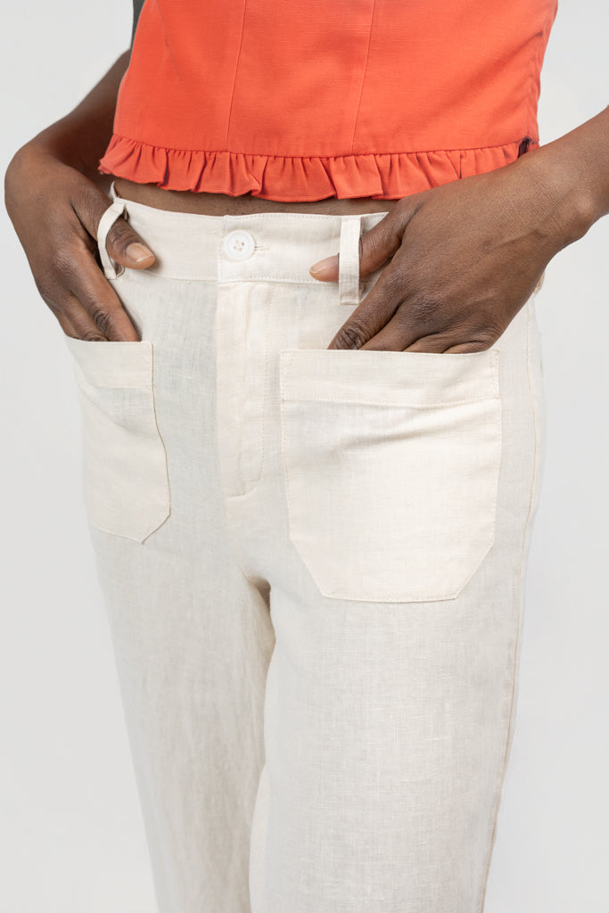 Birch Linen Wide Leg Marine Pant