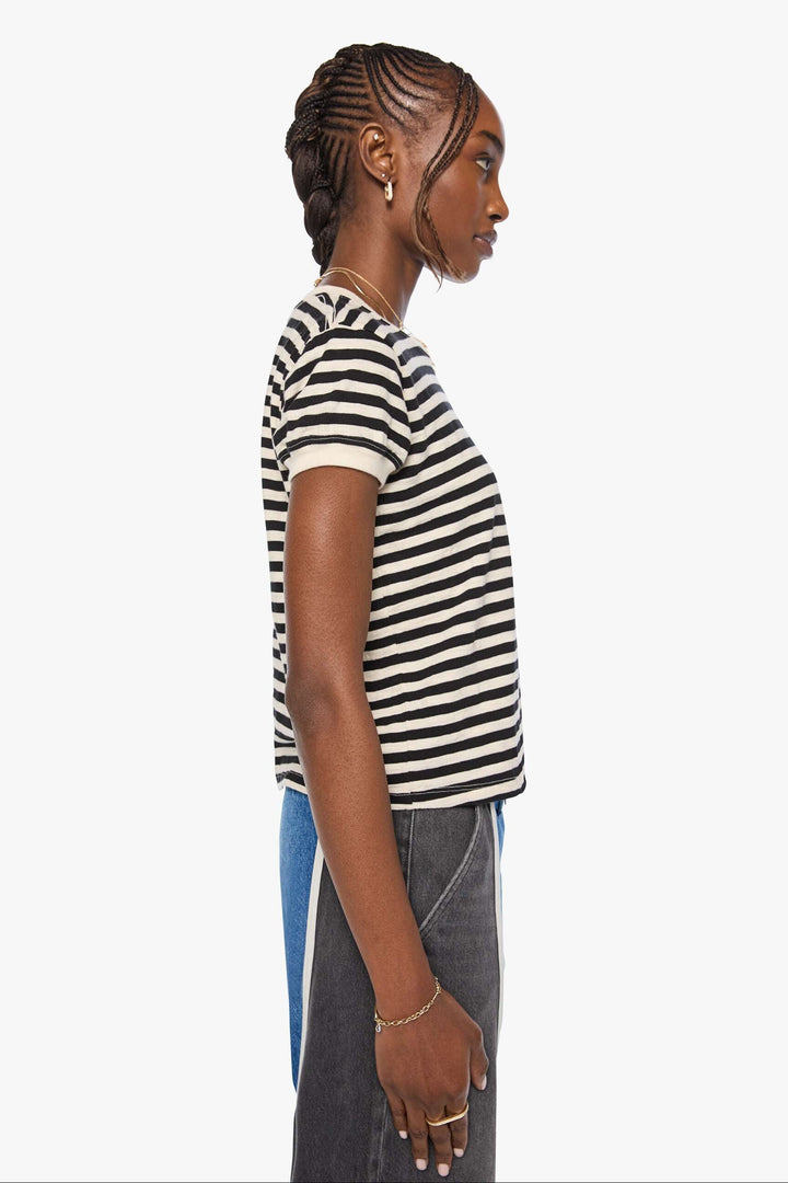 Black And Cream Stripe The Boxy Goodie Goodie Tee