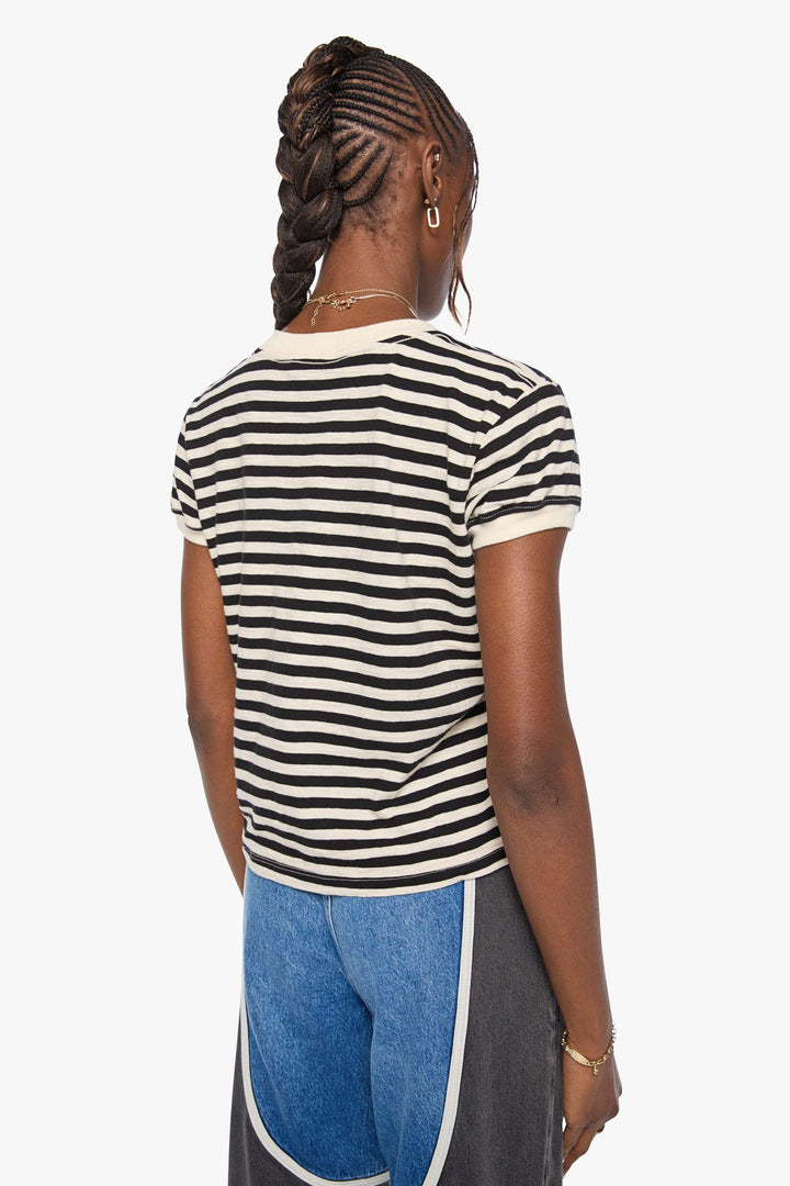 Black And Cream Stripe The Boxy Goodie Goodie Tee