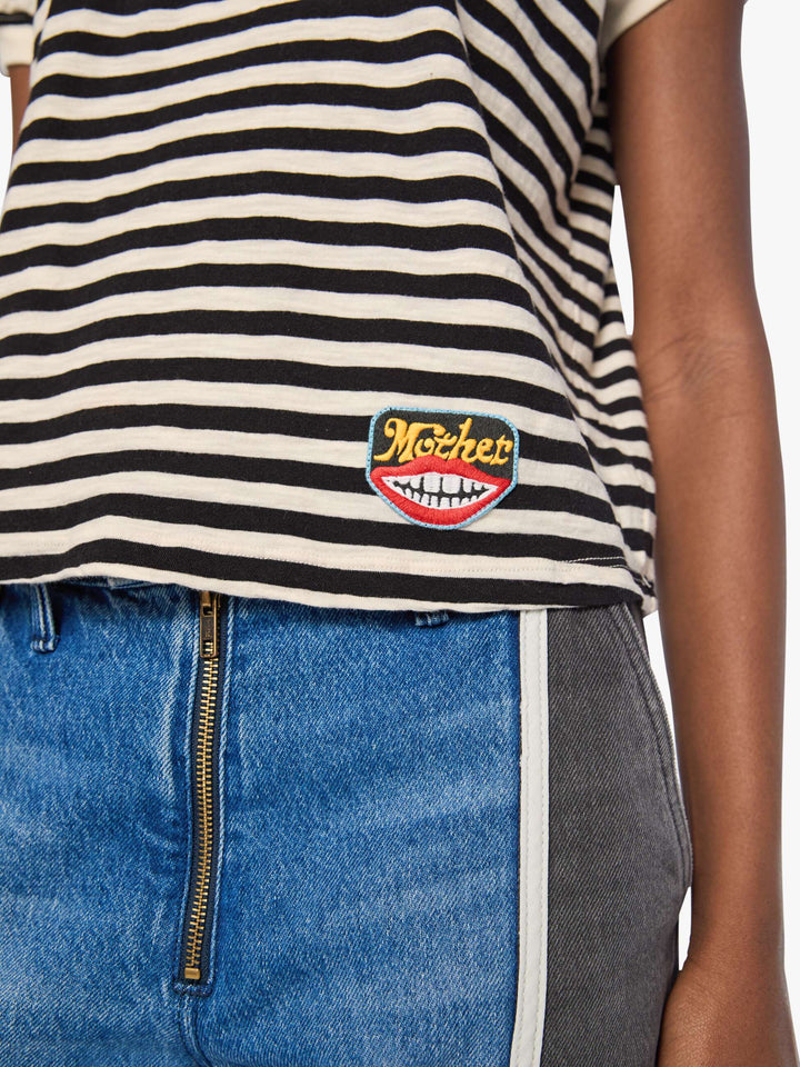 Black And Cream Stripe The Boxy Goodie Goodie Tee