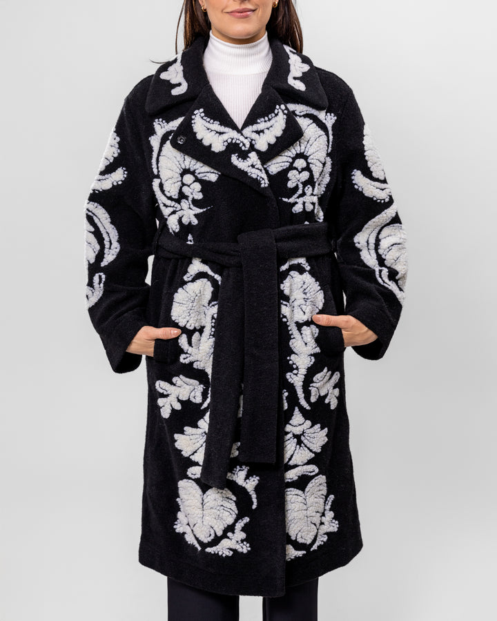 Black And White Helen Fleece Coat