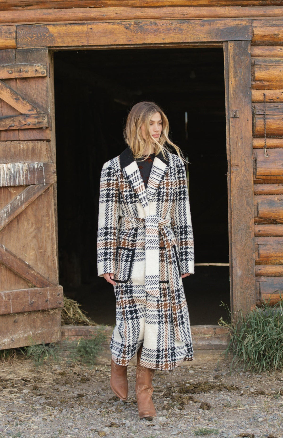 Black And White Plaid Kels Midi Coat