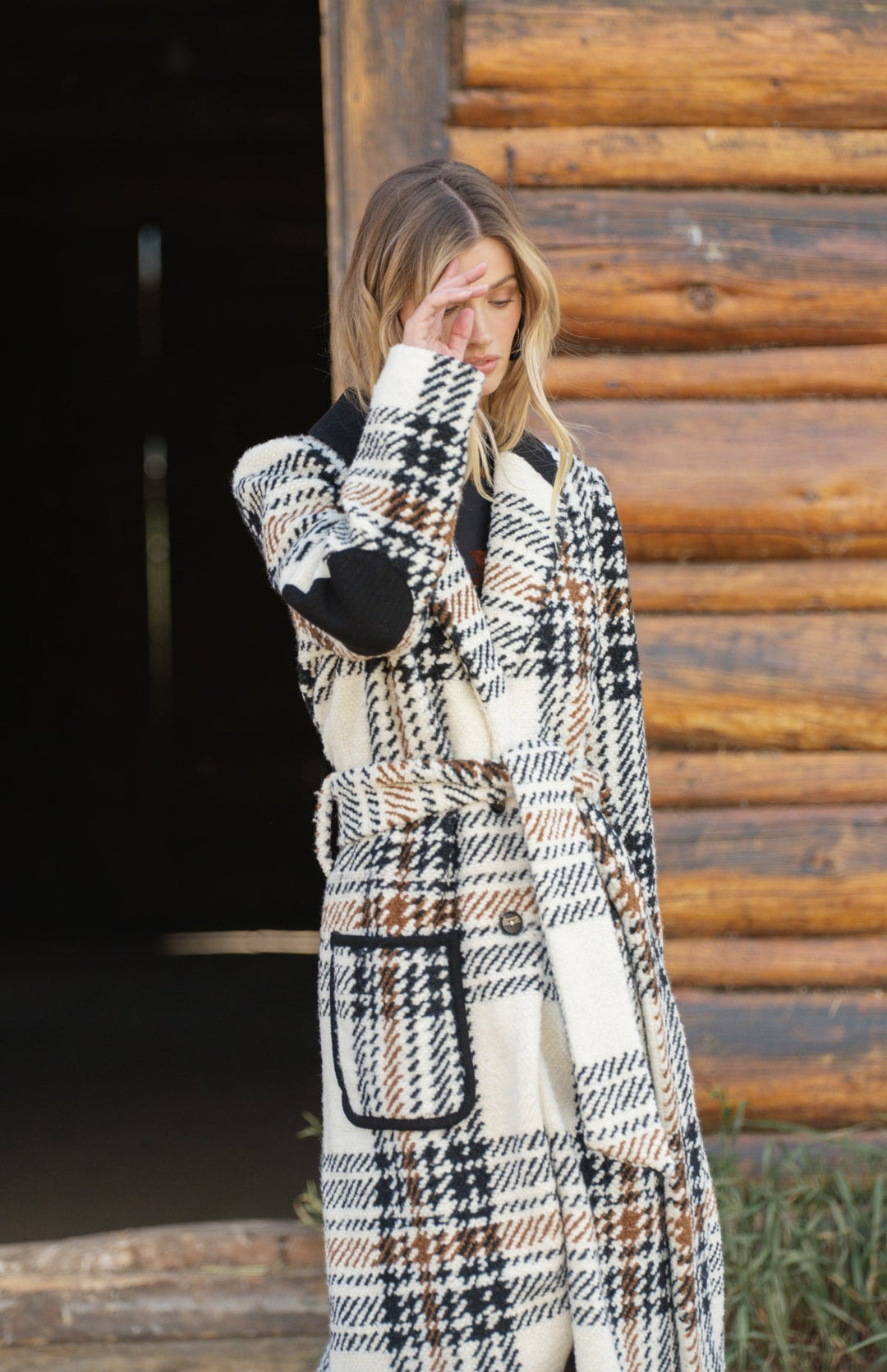 Black And White Plaid Kels Midi Coat