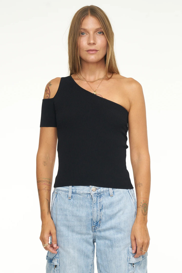 Black Assymetrical Kaia Top