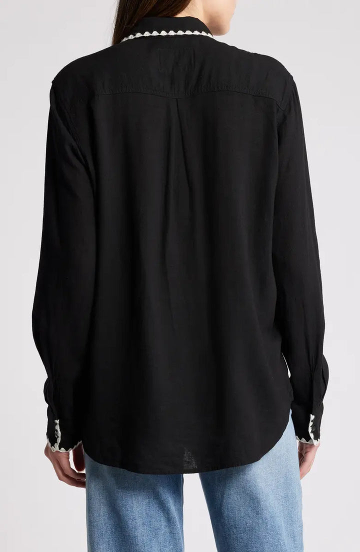 Black Blanket Stitch Charli Shirt