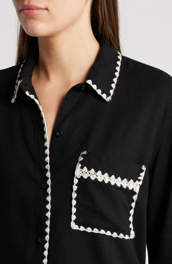 Black Blanket Stitch Charli Shirt