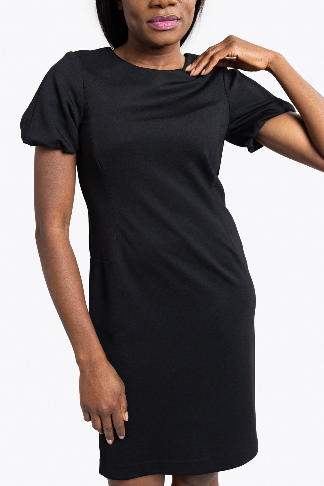 Black Bubble Sleeve Lux Dress