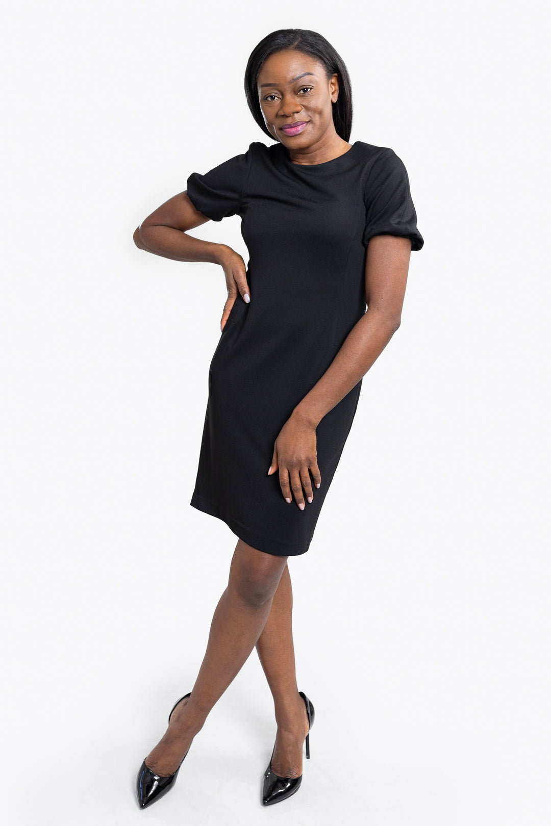 Black Bubble Sleeve Lux Dress