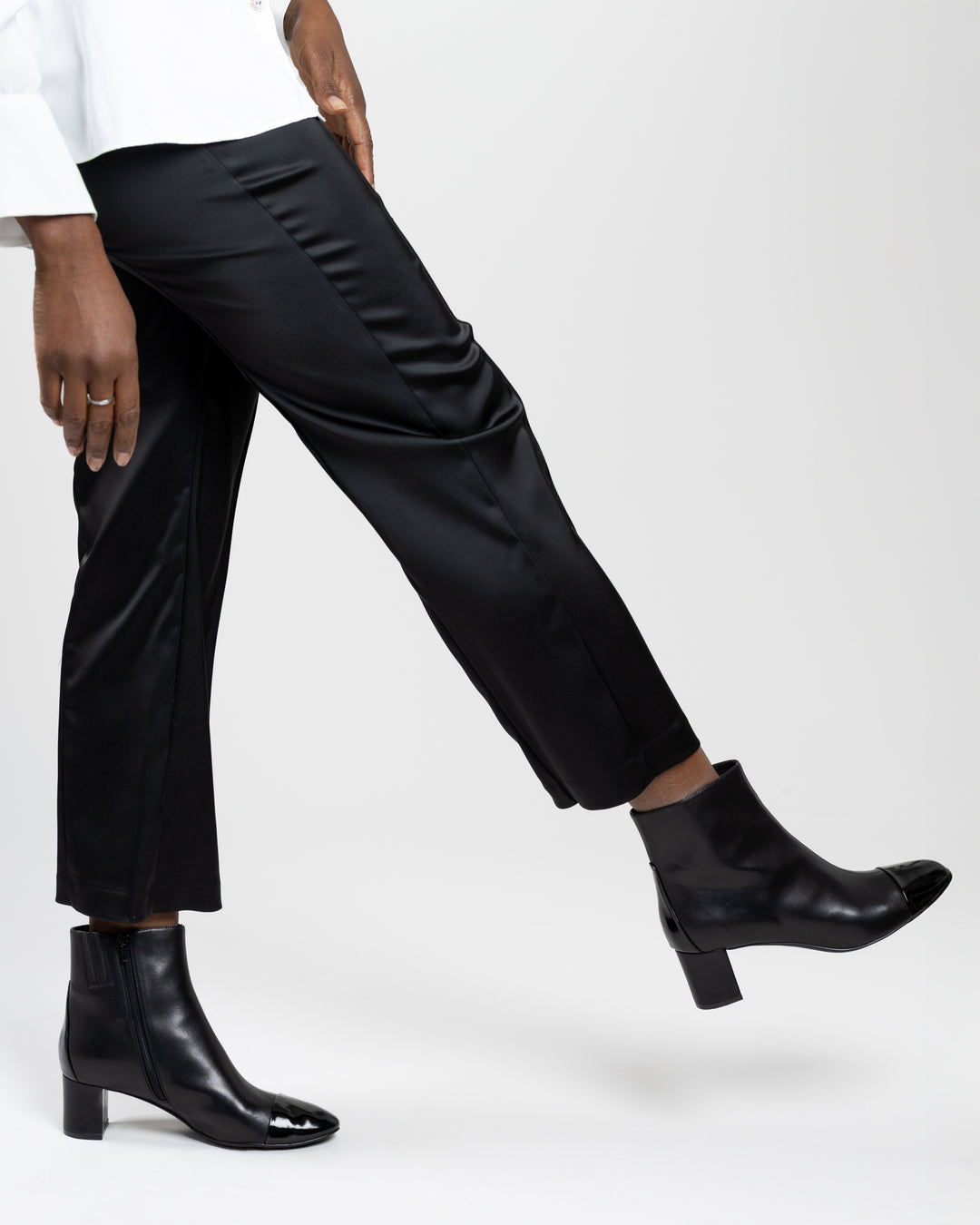 Black Cap Toe Ankle Boot