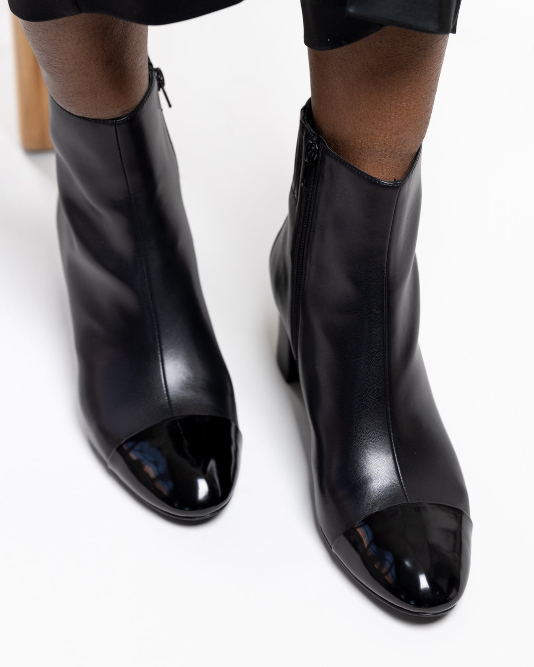 Black Cap Toe Ankle Boot