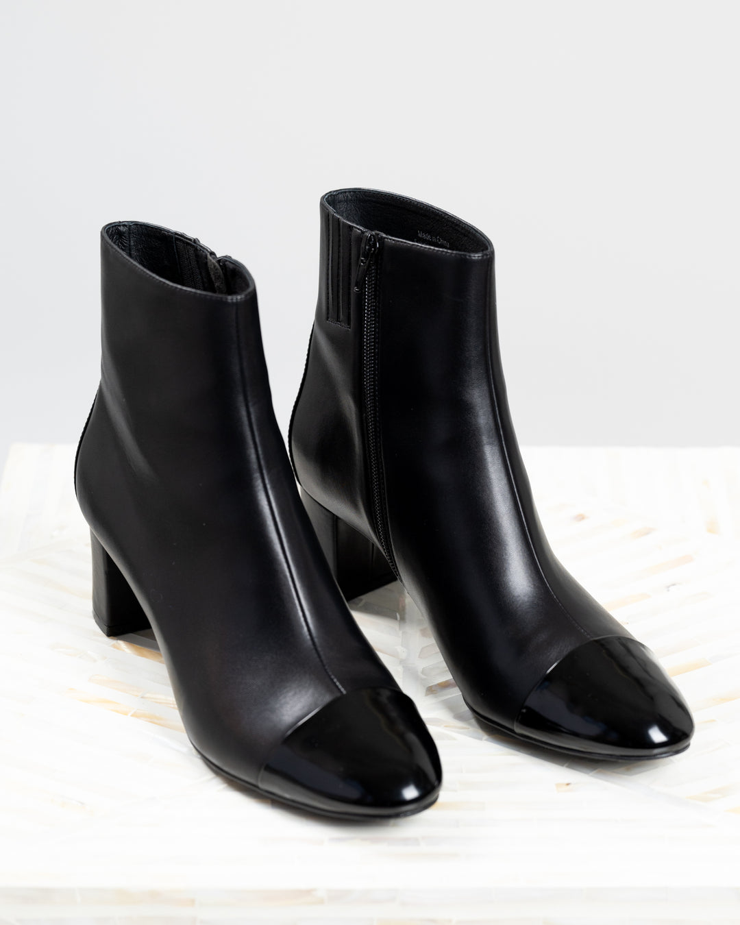 Black Cap Toe Ankle Boot