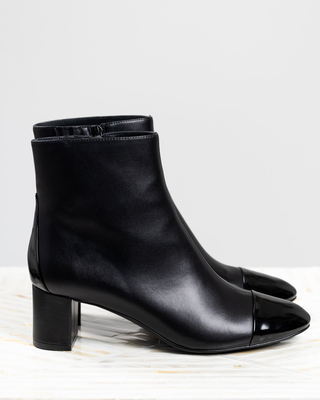 Black Cap Toe Ankle Boot