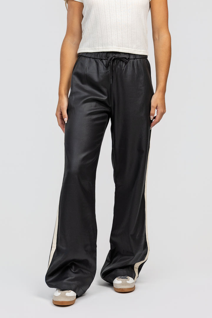 Black Coated Track Pant