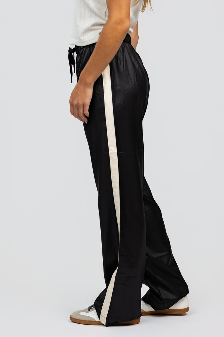 Black Coated Track Pant