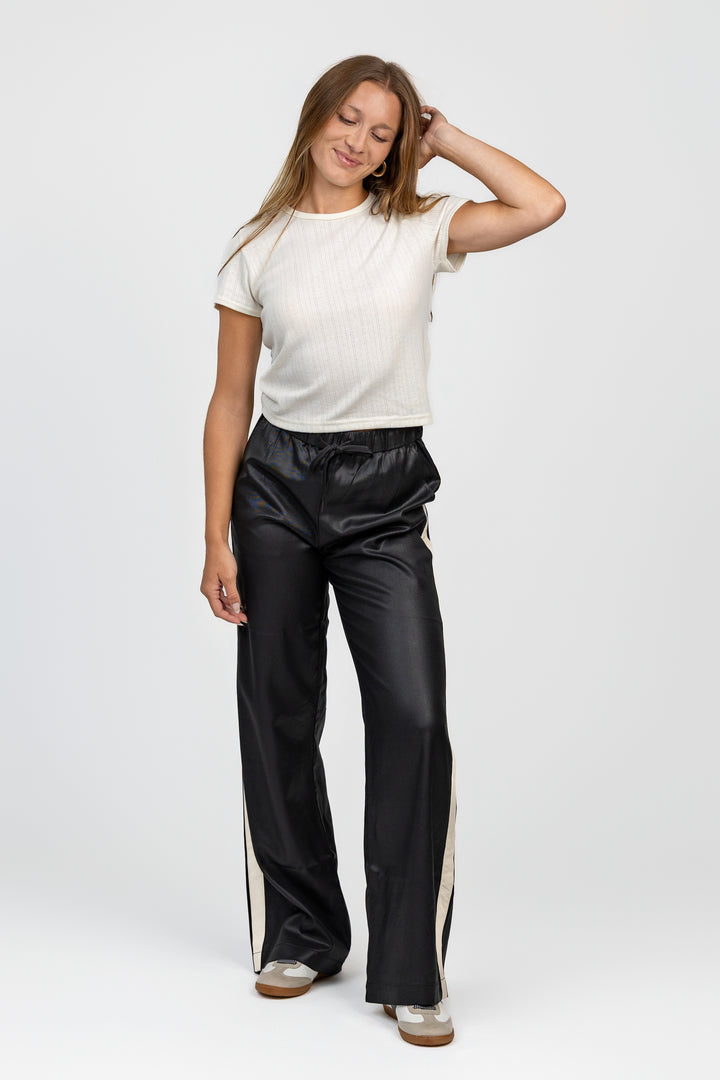 Black Coated Track Pant
