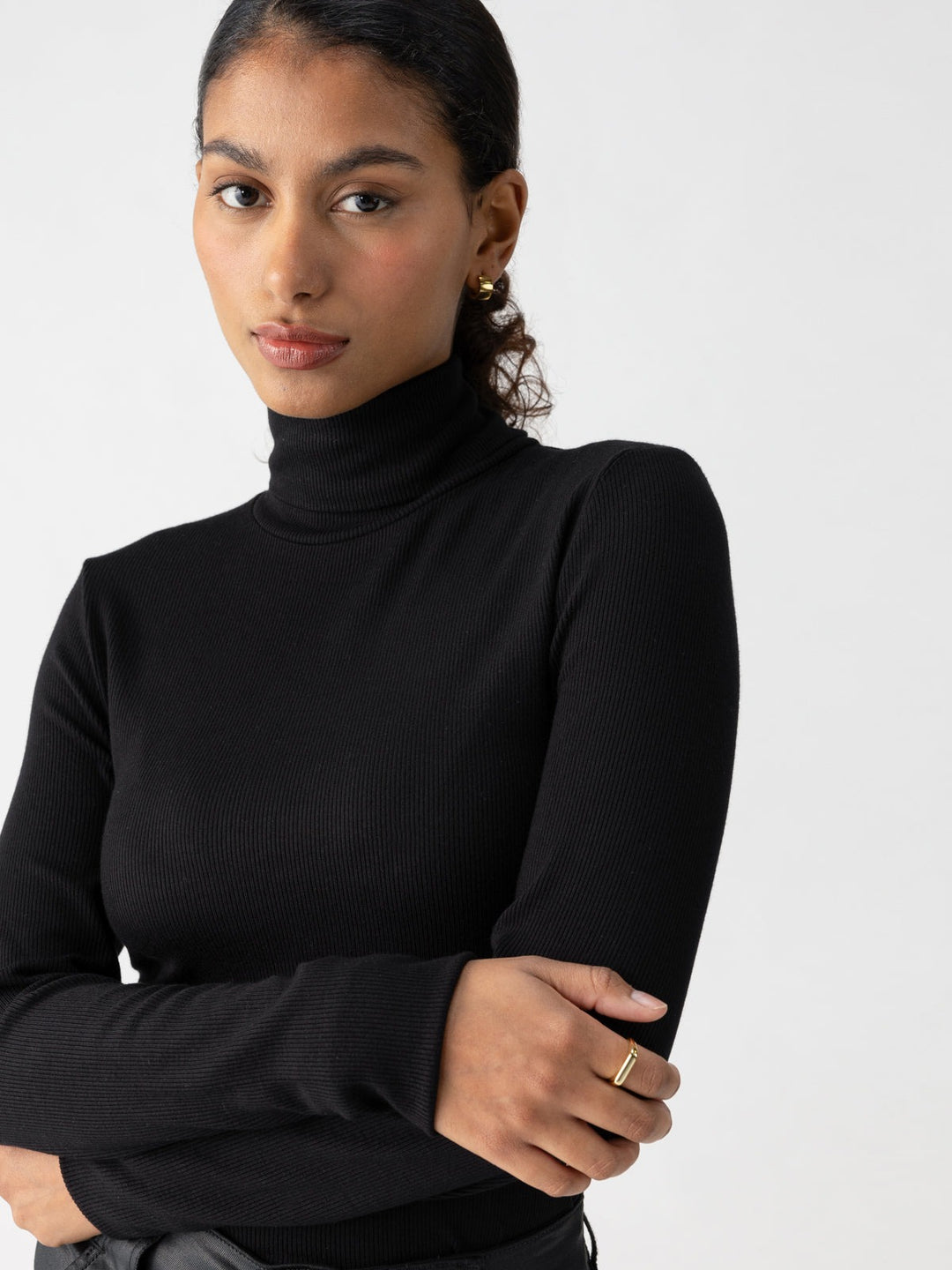 Black Essential Turtleneck Top