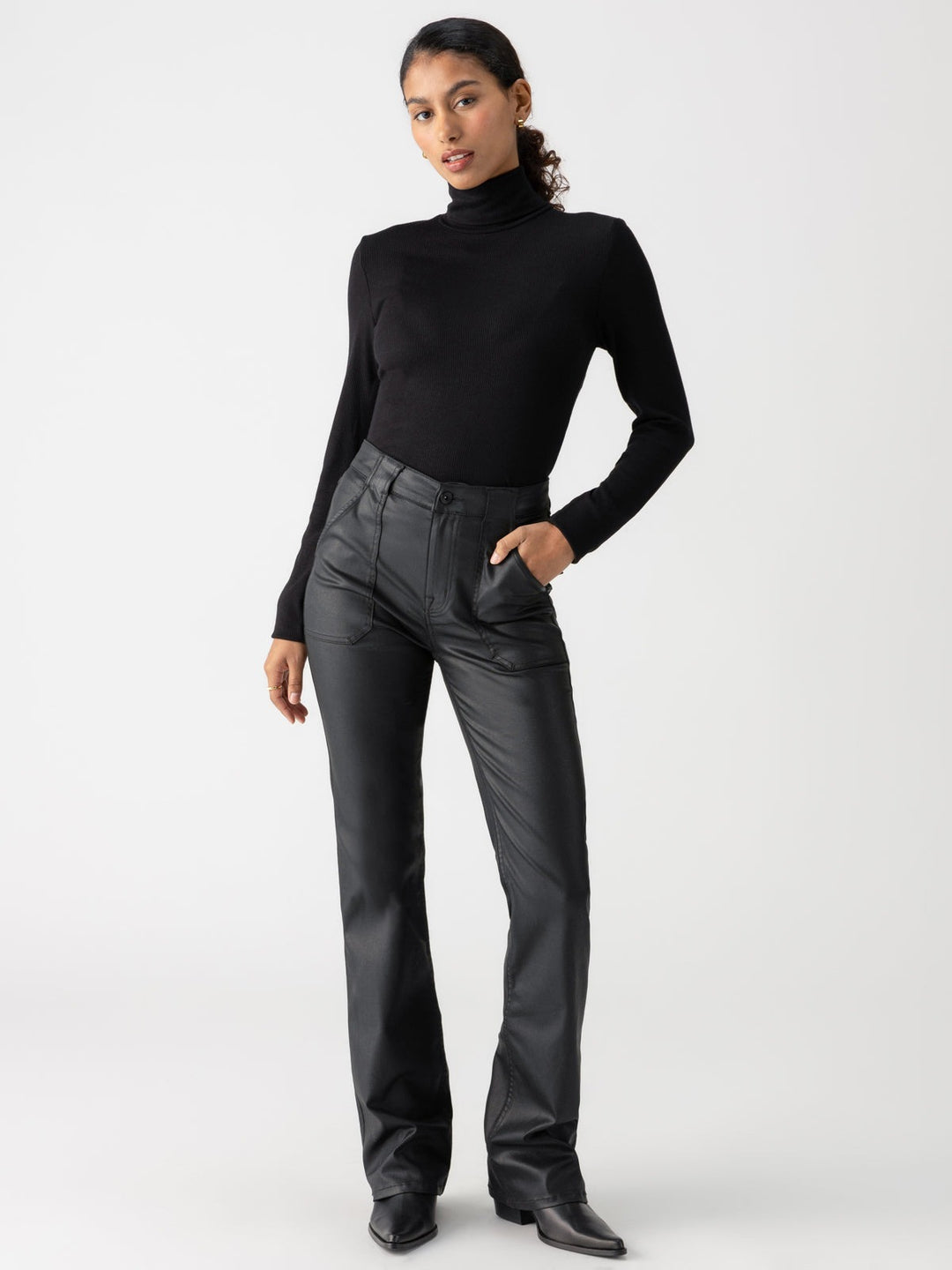 Black Essential Turtleneck Top