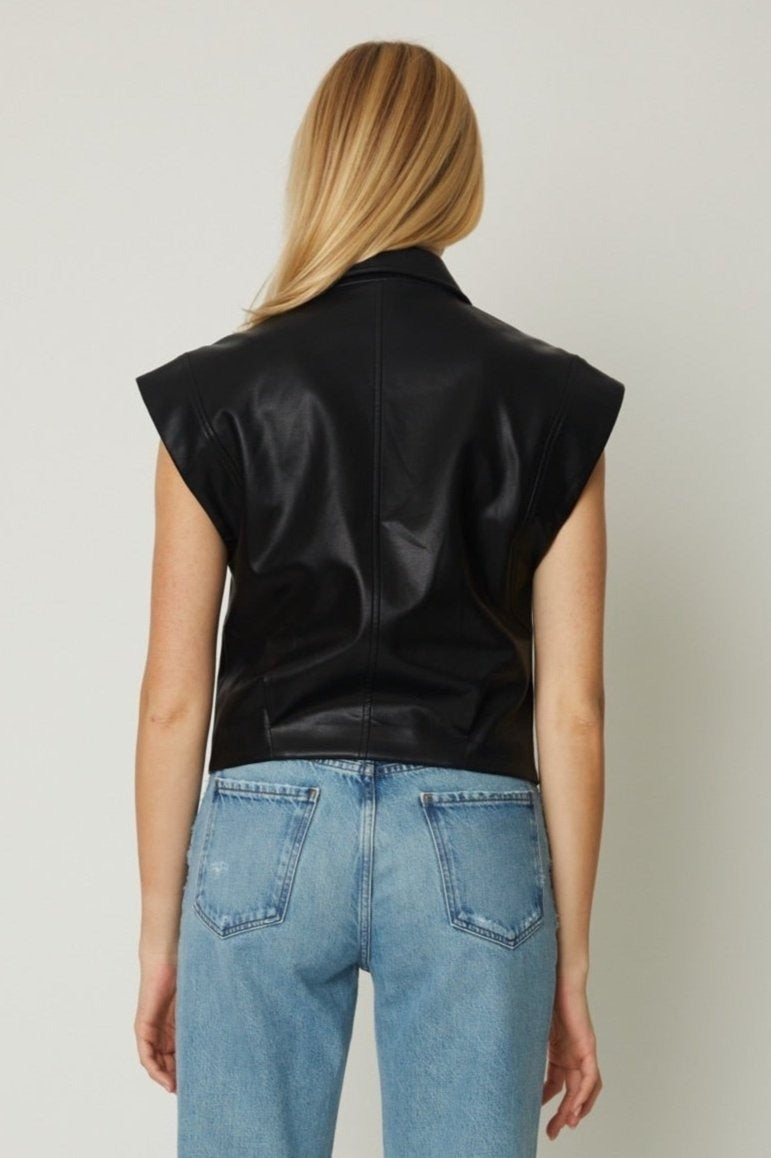 Black Faux Leather Murphy Vest