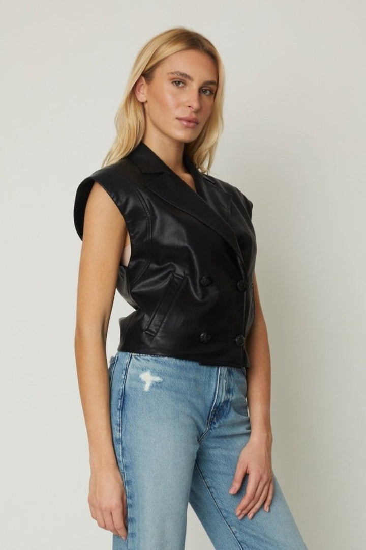 Black Faux Leather Murphy Vest