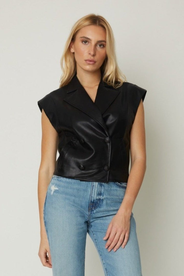 Black Faux Leather Murphy Vest