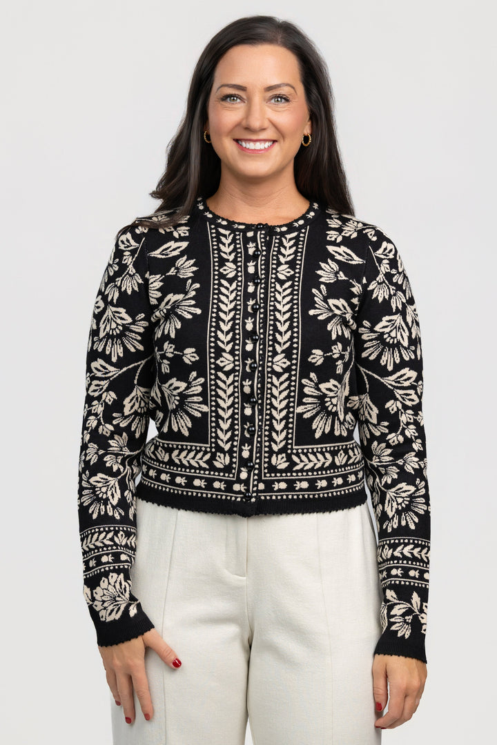 Black Flower Bloom Cardigan