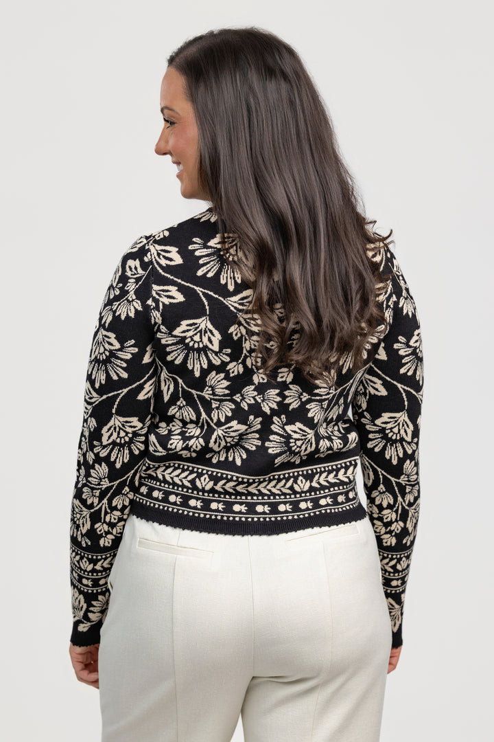 Black Flower Bloom Cardigan