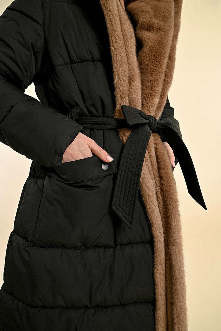 Black Faux Fur Lined Down Jacket