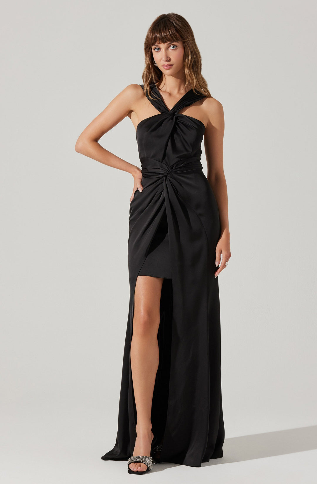 Black Halter Neck Georgiana Maxi Dress