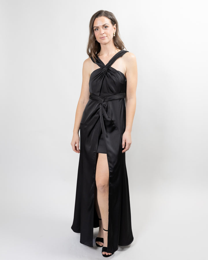 Black Halter Neck Georgiana Maxi Dress