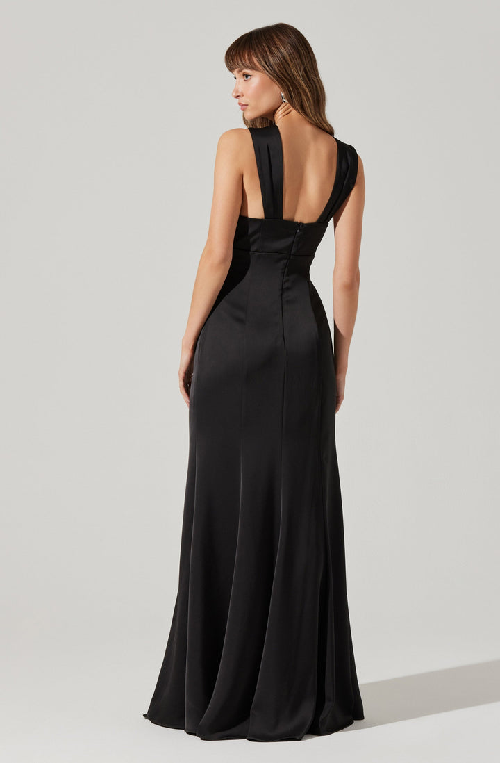 Black Halter Neck Georgiana Maxi Dress