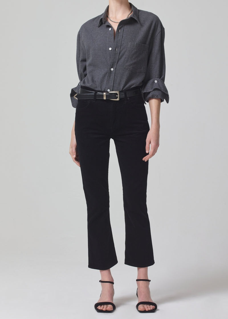 Black Isola Mid Rise Cropped Boot Corduroy Pant