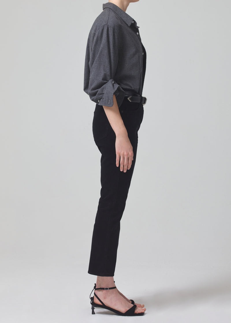 Black Isola Mid Rise Cropped Boot Corduroy Pant