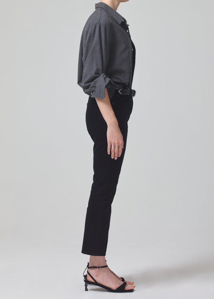 Black Isola Mid Rise Cropped Boot Corduroy Pant
