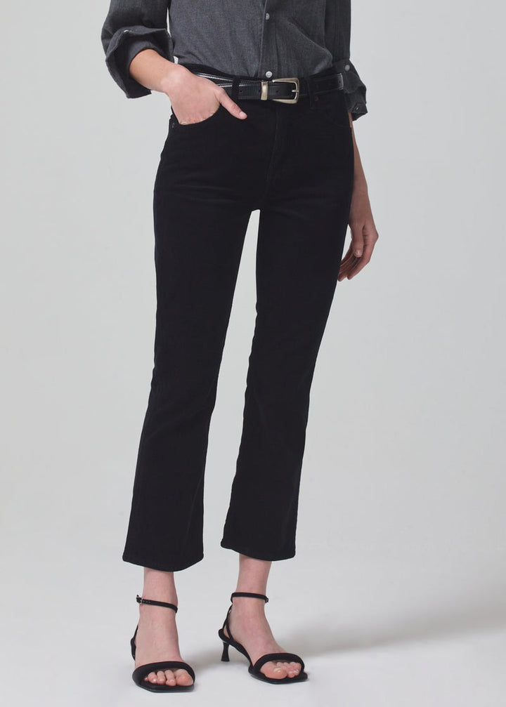 Black Isola Mid Rise Cropped Boot Corduroy Pant