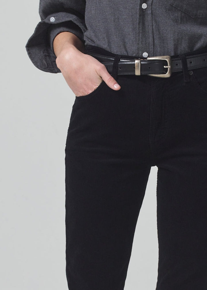 Black Isola Mid Rise Cropped Boot Corduroy Pant
