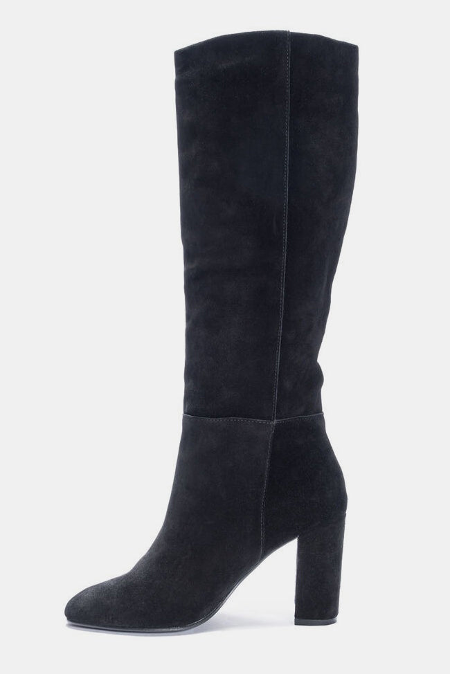 Black Krafty Suede Knee-High Boot