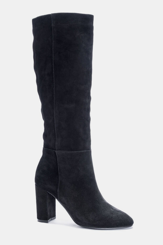 Black Krafty Suede Knee-High Boot