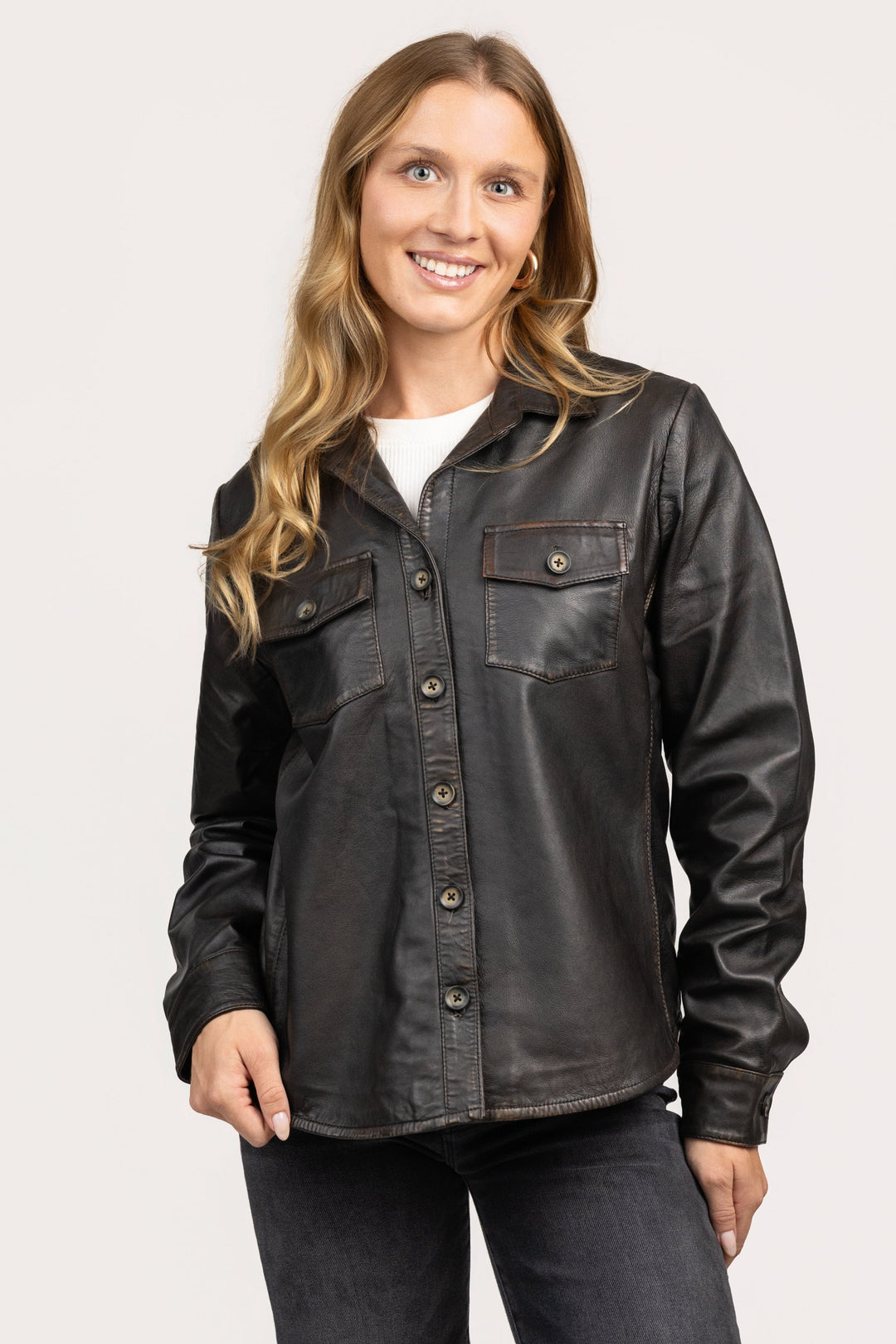 Black Leather Western Shirt