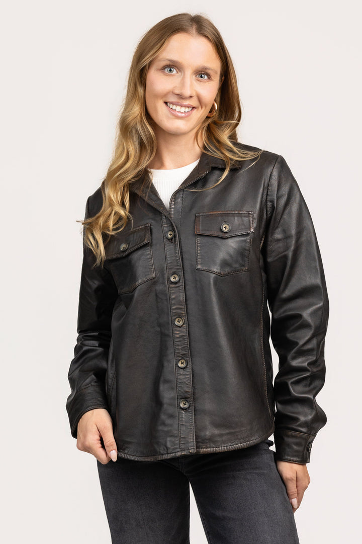 Black Leather Western Shirt