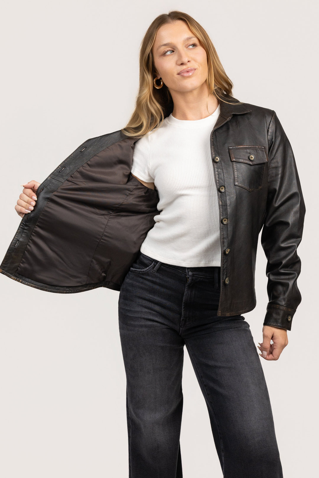 Black Leather Western Shirt