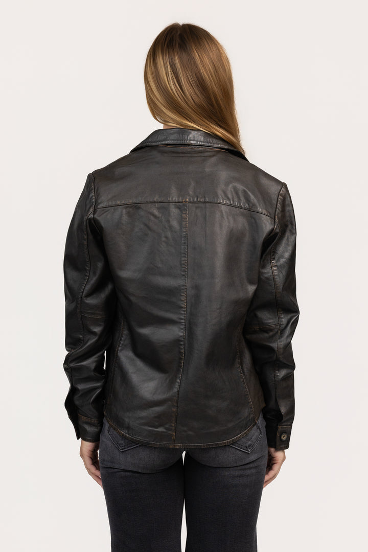 Black Leather Western Shirt